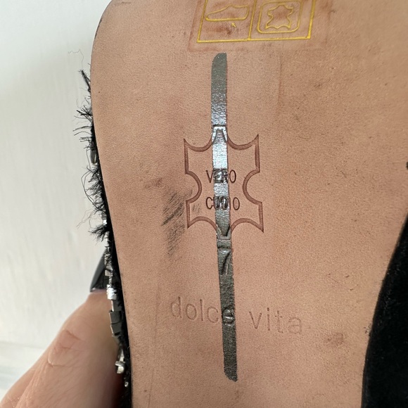 Dolce Vita Tavi Jeweled Suede Pumps High Heel Black Embellished Size 7 - Picture 12 of 14